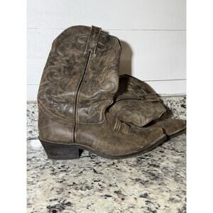 Rockin Country RC6020 Men’s Size 10 EW Tan/Brown Distressed Leather Cowboy Boots